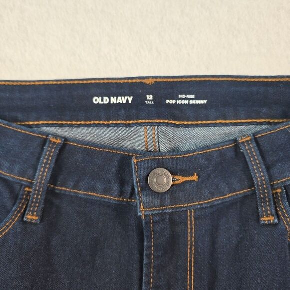 Old Navy Pop Icon Skinny Jeans Women's Size 12 Tall Mid Rise Dark Wash NWT - Picture 3 of 11